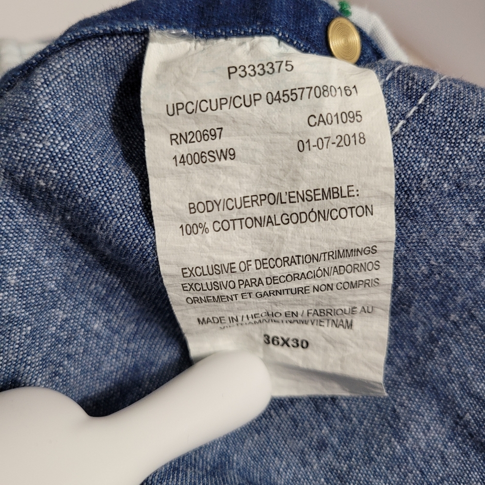 Liberty Blue Denim Overalls with Green Accents - Picture 13 of 13